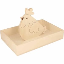Plateau en bois avec poule - 25 x 17 x 4,5 cm