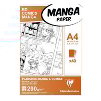 Bloc dessin - A4 21 x 29,7cm - BD Comics Manga - Papier layout - Clairefontaine