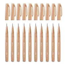 Lot de 10 stylos feutres pinceau - PENTEL ARTS - Brush Sign Pen SES 15 - Brun