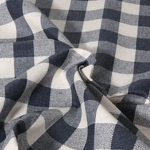 Tissu Toile de Lin Célestin enduit Indigo sur fond Blanc - Au mètre