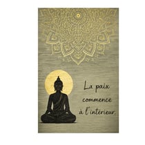 Plaque métal Bouddha zen mandala citation déco H30
