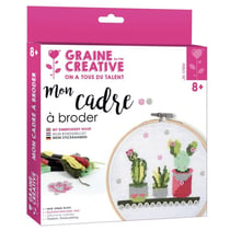 Graine Créative - Kit Canevas sur Tambour à Broder Cactus Ø 15,5 cm