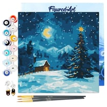 Mini Peinture par Numéros Figured'Art 20x20cm avec cadre Nuit Étoilée à Noël - Petit Format
