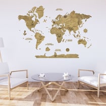Carte du Monde en Bois 2D CREATIFWOOD Foncée L (150 x 105 cm) - Décoration Murale