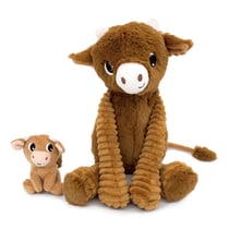Peluche vache maman et son bébé marron - Les Déglingos