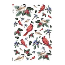 1 feuille de papier de riz 22.5 x 32 cm découpage collage Paper Designs OISEAUX DE NOEL HOUX 0034