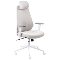 Chaise de Bureau Gris Clair en Maille Accoudoirs Appui-Têtes Hauteur Réglable Base Pivotante Dossier Inclinable