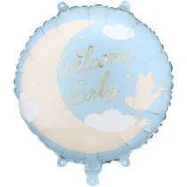 Ballon Aluminium Hélium  Welcome Baby  Bleu Clair   Ø 35 cm