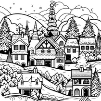 Tableau sur toile à colorier village 30x30 cm