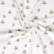 Tissu Jersey Coton imprimé Alix fleurs délicates sur fond Blanc cassé