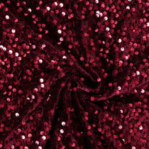 Tissu Velours Soraya à sequins uni  Rouge