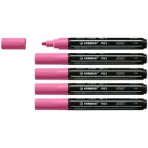 Lot de 5 marqueurs peinture acrylique pointe moyenne - STABILO FREE T300 - Rose