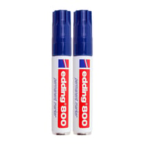Lot de 2 marqueurs permanents - EDDING - Corps aluminium - Bleu - Pointe biseau 4-12 mm