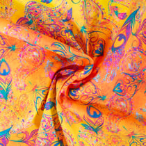 Tissu Coton imprimé Aspect batik sur fond Jaune