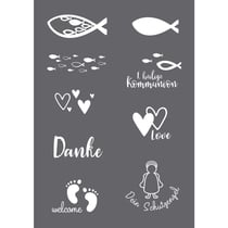 Pochoir de sérigraphie Fête A5, 1 pochoir+1 spatule,