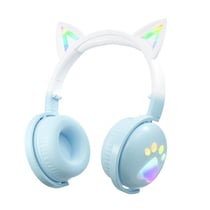 Casque Audio Bluetooth Oreilles De Chat RGB Avec Micro Détachable Pour Enfants Bleu YONIS