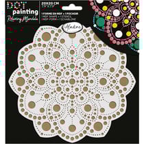 Pochoir - Pour dot painting - Mandala - 20cm - Forme en bois + support - Aladine