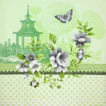 Lot de 4 serviettes en papier découpage collage 33 cm PAGODE FLEUR