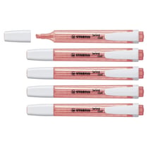 Lot de 5 surligneurs de poche - STABILO - Pointe biseautée 1-4 mm - Rouge Orange - SWING COOL