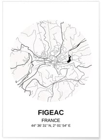 Affiche Carte Figeac | A3 : 29,7x42cm