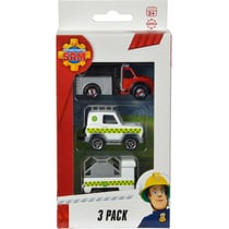 Coffret 3 véhicules en métal sam le pompier - phoenix et jeep animal avec remorque - camion - voiture miniature - dickie 203099629038