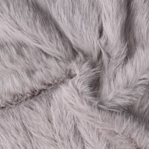 Tissu Fausse fourrure  poils long Flora sur fond Gris pierre