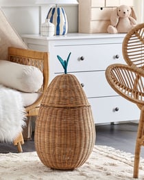 Panier en Rotin Naturel Forme de Poire Chambre Enfants Jouets et Rangement Linge Vêtements