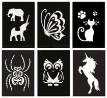 LOT 6 POCHOIRS ADHESIFS ANIMAUX 7x10