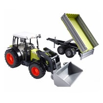 Claas Nectis 267 F avec chargeur frontal et remorque à plate-forme