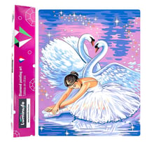 Diamond Painting Broderie Diamant LUMINLIFE 40x50cm, 100% strass, diamants ronds - Cygnes et ballerine
