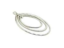 1 Pendentif 3 anneaux ovales 36*22mm plaqué rhodium - anneaux mobiles et texturés