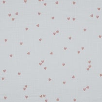 Tissu Double gaze Petits coeurs roses sur fond Blanc