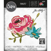 Gabarit de découpe Sizzix Tim Holtz Thinlits - Fleurs coup de pinceau #4 - 4 pièces