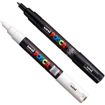 Lot de 2 marqueurs Posca PC-1MC noir et blanc | pointe extra-fine conique