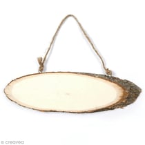 Panneau rondelle de bois à décorer - 25 x 7 cm