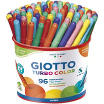 Lot de 4 pots de 96 feutres de coloriage pointe fine - GIOTTO - Turbo Color - Couleurs assorties