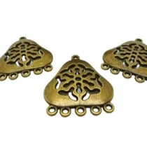 6 Connecteurs ethnique triangle 31*26mm métal bronze
