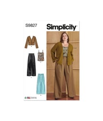 Patron Simplicity 9827 - Pantalons en deux longueurs, camisole et cardigan pour femmes taille n°FR 48-56