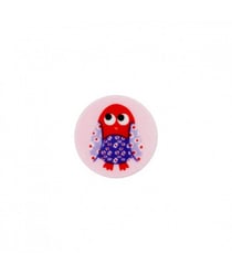 Carte de 2 boutons Hibou à queue Rose 18mm - Union Knopf Rose
