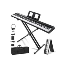 LALAHO - Piano numérique pliable - 88 touches - Noir - Bluetooth MIDI Audio - Casque stand