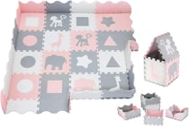 Tapis d'eveil Bébé Tapis Puzzle en Mousse EVA 150*150 - Grand Tapis de Jeu avec Rebord sans Odeur