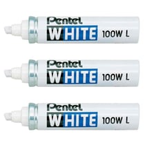 Lot de 3 marqueurs peinture permanents - PENTEL - Pointe biseautée 3-6 mm - Blanc