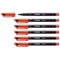 Lot de 6 feutres permanents pointe fine 0,7 mm - STABILO OHPen - Rouge