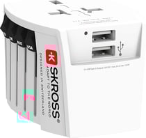 Adaptateur Universel Skross Muv Usb 2 broches - 2 ports USB - 100V – 250W / 250V – 625W - Protection Contre les Chocs électriques