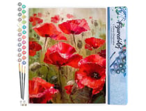 Peinture par Numéro Figured'Art - Champ de Coquelicots - Kit de Loisir Créatif DIY Numéro d'Art Complet - 40x50cm sans châssis en bois