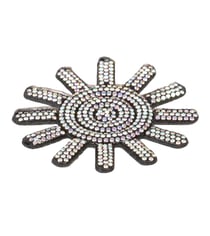 Motif soleils perles thermocollant 65mm noir