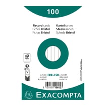 Paquet 100 fiches sous film - bristol ligné non perforé 100x150mm - Blanc - x 20 - Exacompta