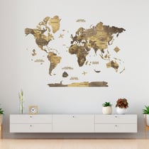 Carte du Monde en Bois 3D CREATIFWOOD Chocolate, XL (200 x 140 cm) - Décoration Murale