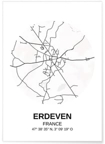 Affiche Carte Erdeven | A3 : 29,7x42cm