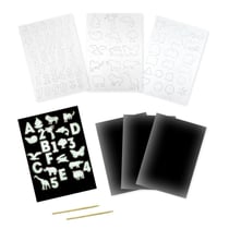 Kit enfant Cartes à gratter Phosporescent et pochoirs
